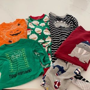 Carter's 12 mo. Array of clothes! 3 sets of pajamas and 2 shirts